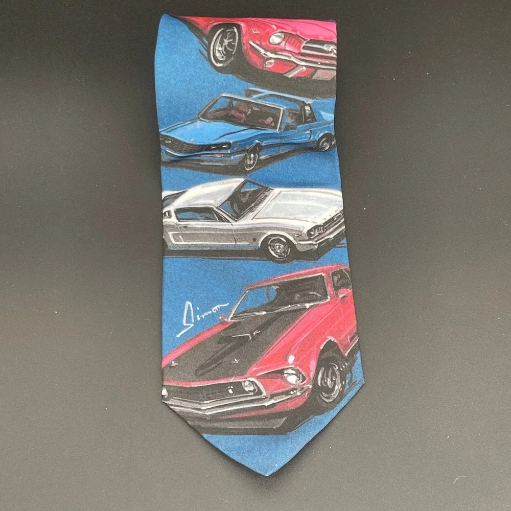 Ralph‎ Marlin Ford Mustang Car Tie Blue Vintage Novelty Classic Auto One Size